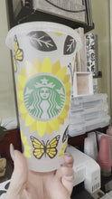 Load and play video in Gallery viewer, Sunflower and Butterfly Starbucks Cup