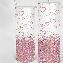 Load image into Gallery viewer, Glitter Pink Hearts Tumbler