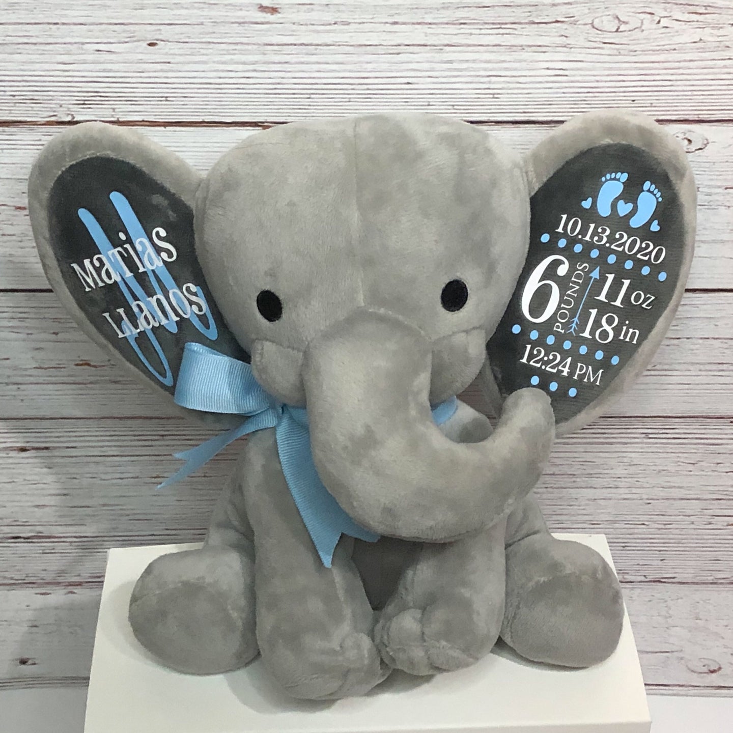 Personalized Elephant With Baby Stats