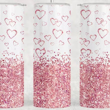 Load image into Gallery viewer, Glitter Pink Hearts Tumbler