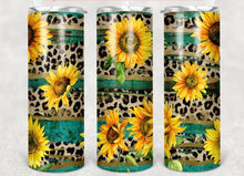 Load image into Gallery viewer, Sunflower Leopard Print Full Wrap Tumblers