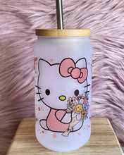 Load image into Gallery viewer, Kitty Flowers Glass Can
