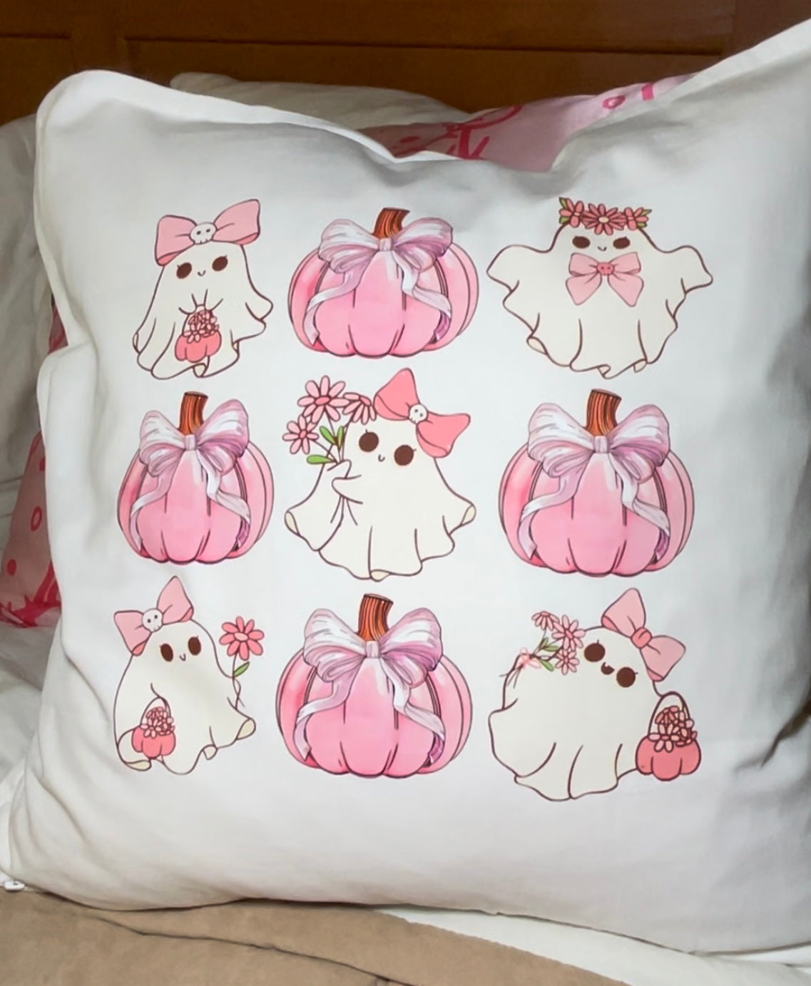 Boo Coquette Ghost Pillow Cover