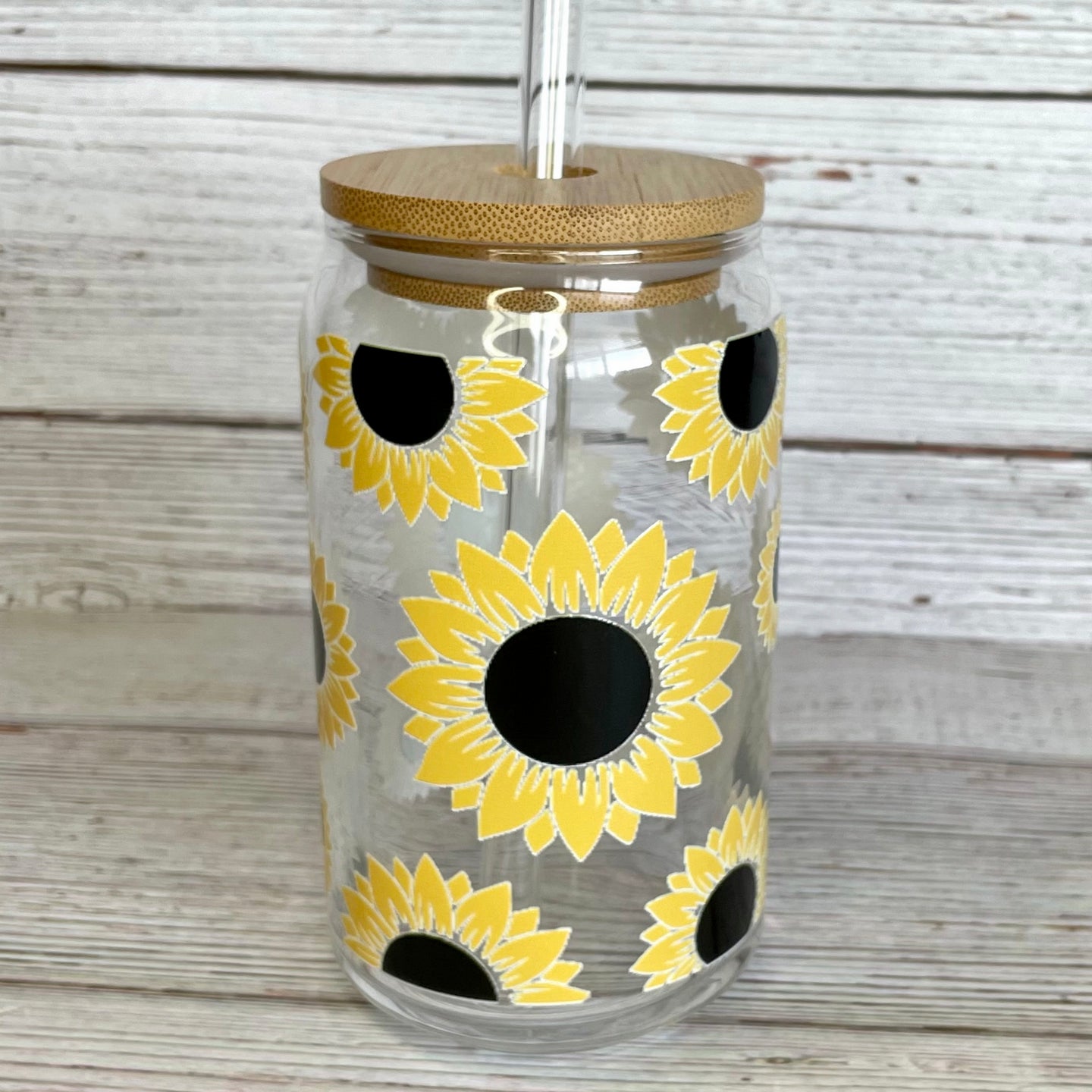 Sunflower Glass Can