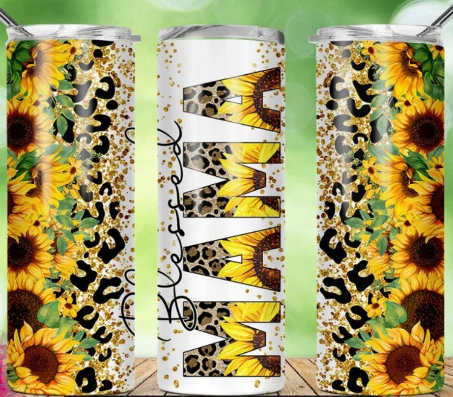 Blessed Mama Sunflower Tumbler