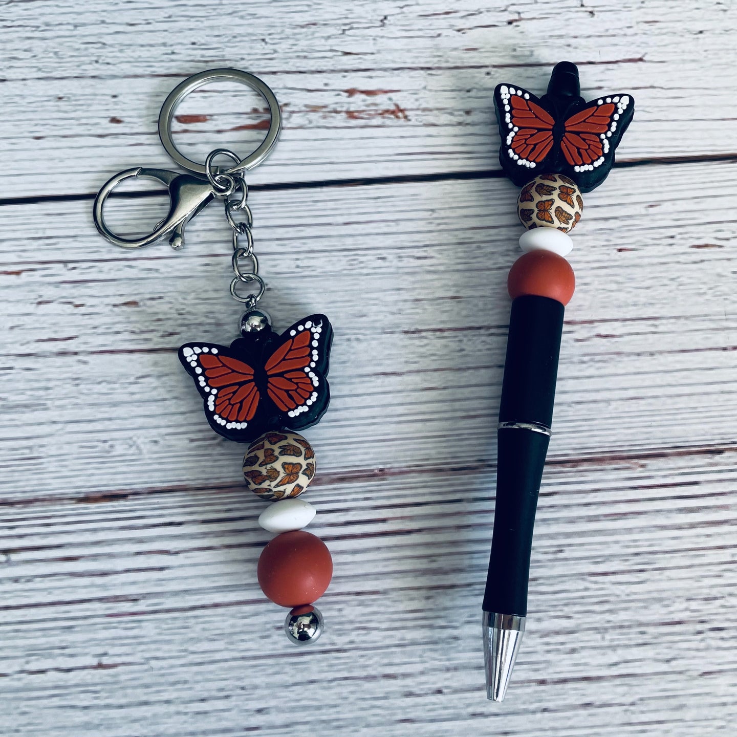 Butterfly Pen and Keychain Set