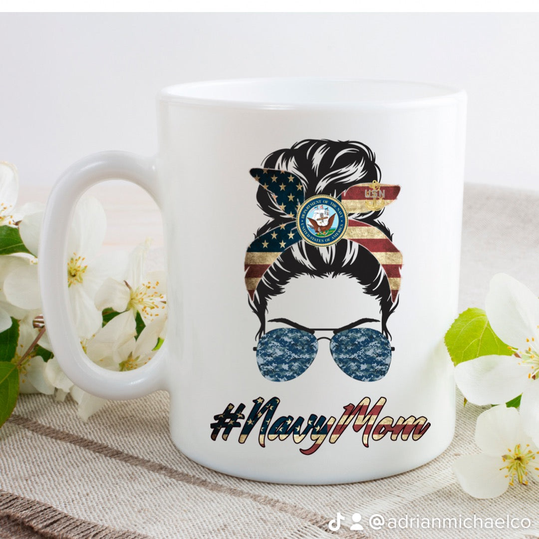 Navy and Navy Mom Mug