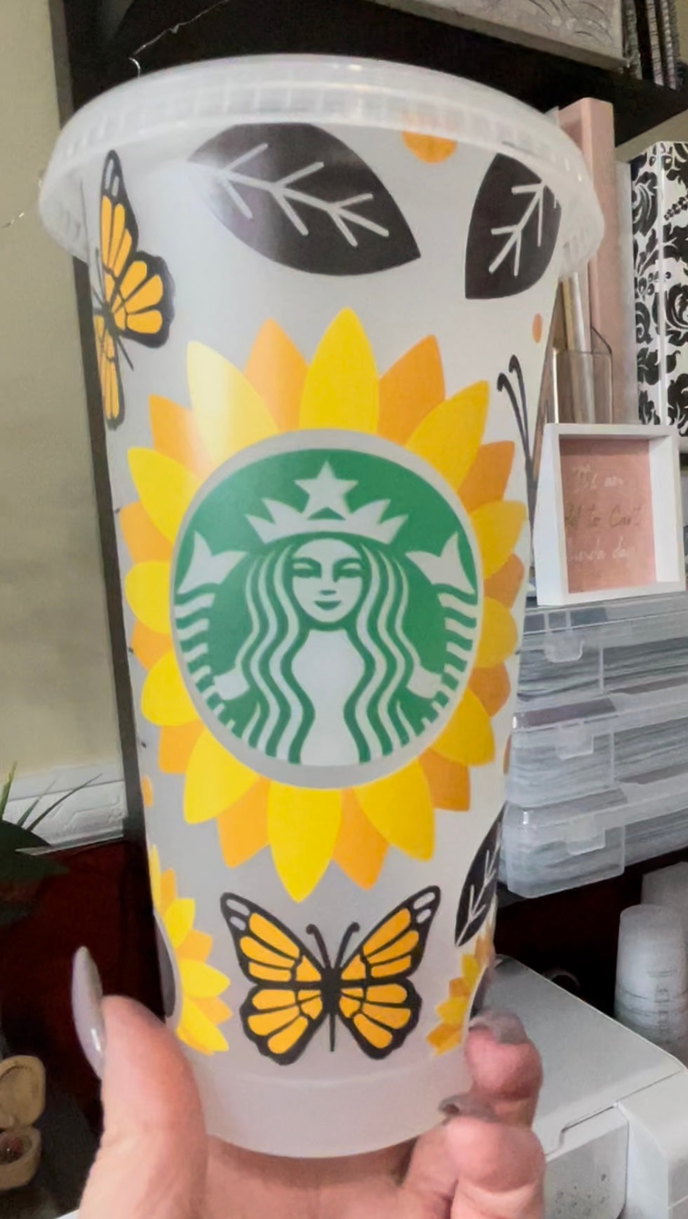 Starbucks Cold Cup Sunflower Butterflies – Twinkling Design