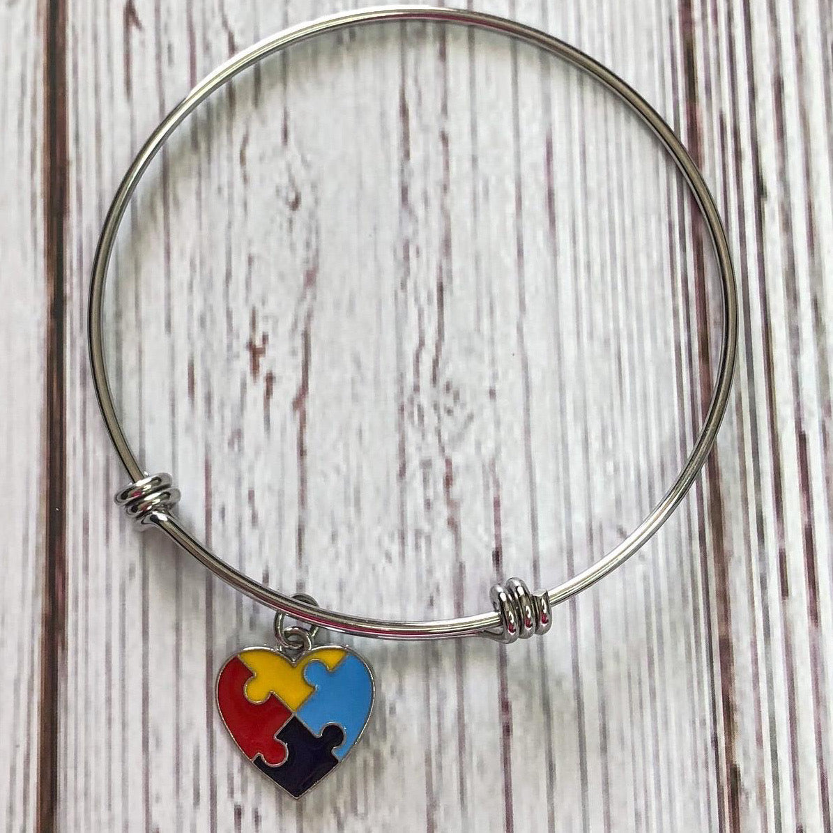 Autism Heart Puzzle Charm Bracelet