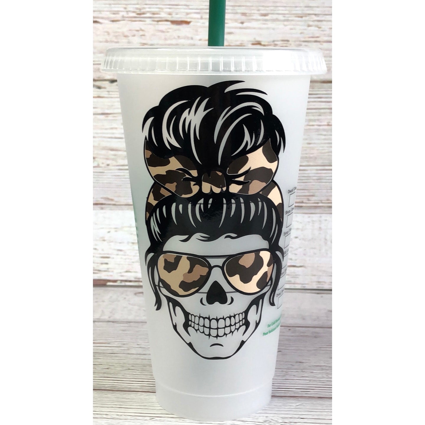 Messy Bun Skull Starbucks Cup