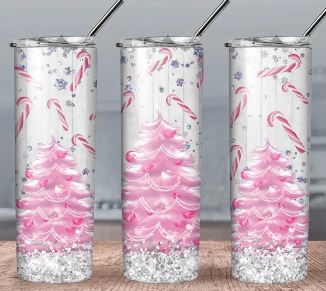 Pink Christmas Full Wrap Tumbler