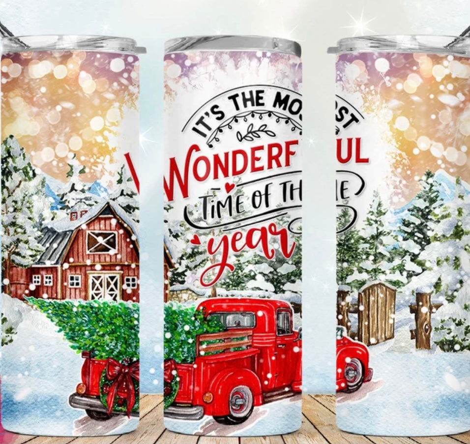 Most Wonderful Time Christmas Full Wrap Tumbler